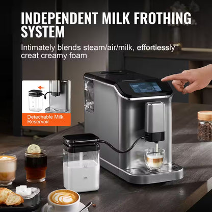 Fully Automatic Espresso Machine Cappuccino Latte Machine 6 Cups Silver Color Espresso Machine with 20 Bar Super