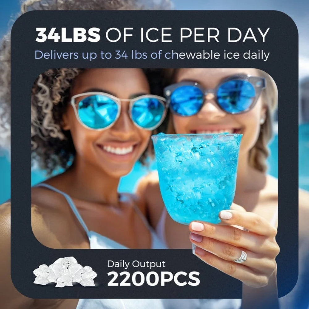 35Lbs/24H Nugget Ice Maker Countertop,Portable Ice Maker Machine with Auto-Cleaning, Black